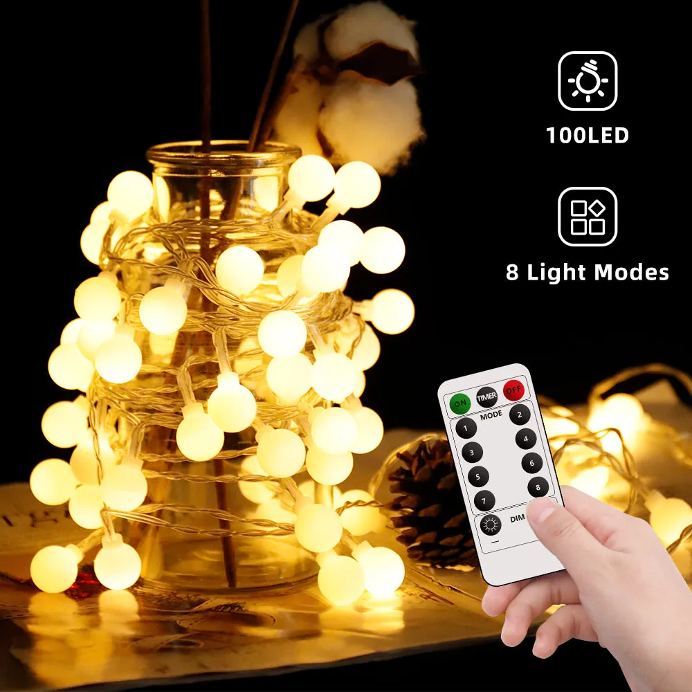 100 LED Outdoor Warm White Globe String Light