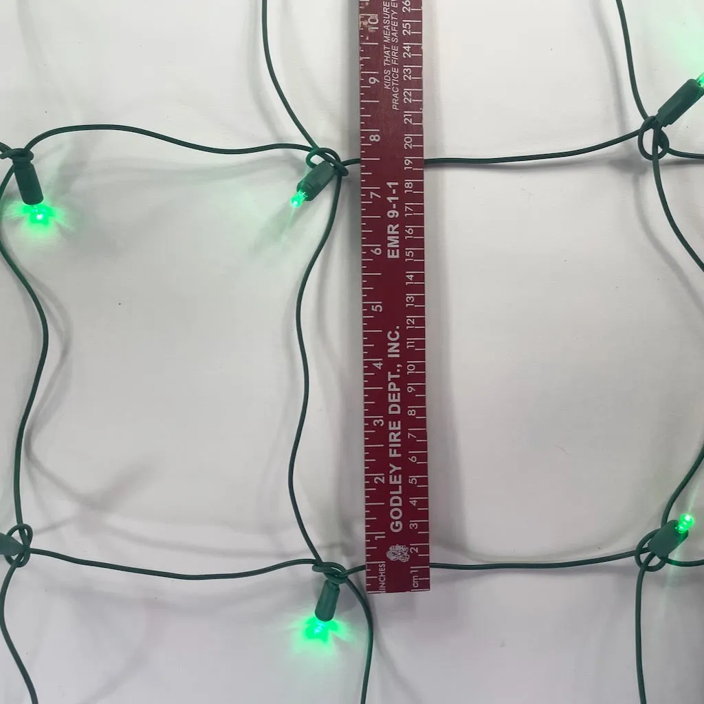 100-light 5mm Green LED Net Lights, Green Wire