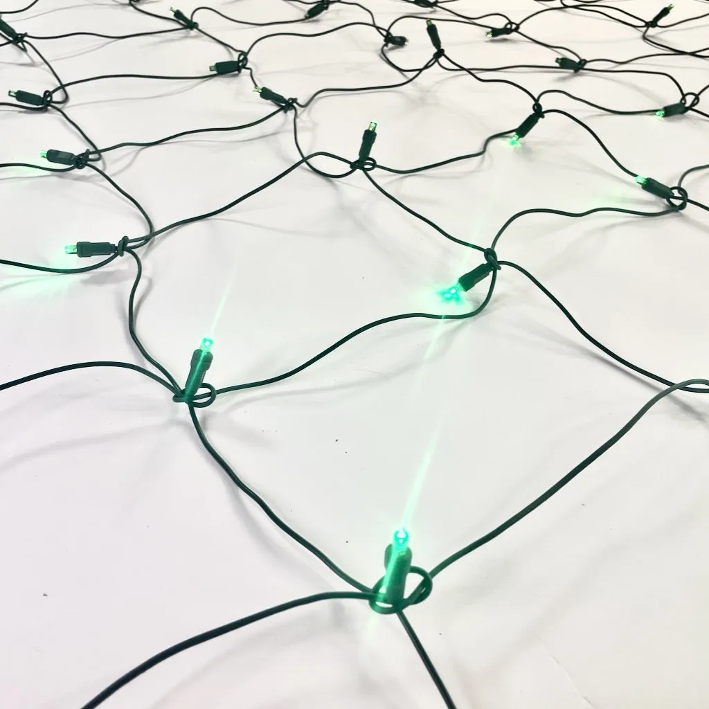 100-light 5mm Green LED Net Lights, Green Wire