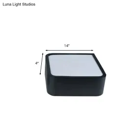 10"/14" Wide Metal Square Flush Mount LED Ceiling Light in White/Black with Modern Design and White/Warm Light