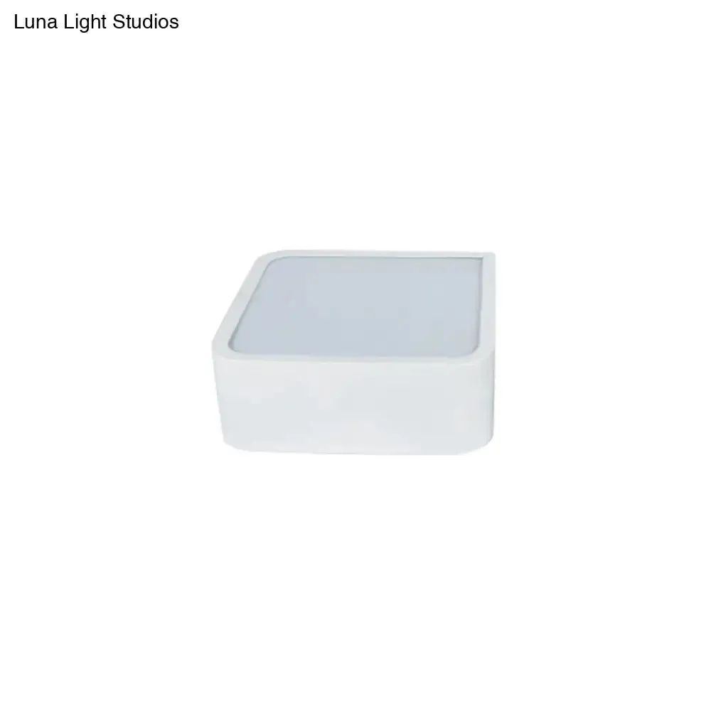 10"/14" Wide Metal Square Flush Mount LED Ceiling Light in White/Black with Modern Design and White/Warm Light