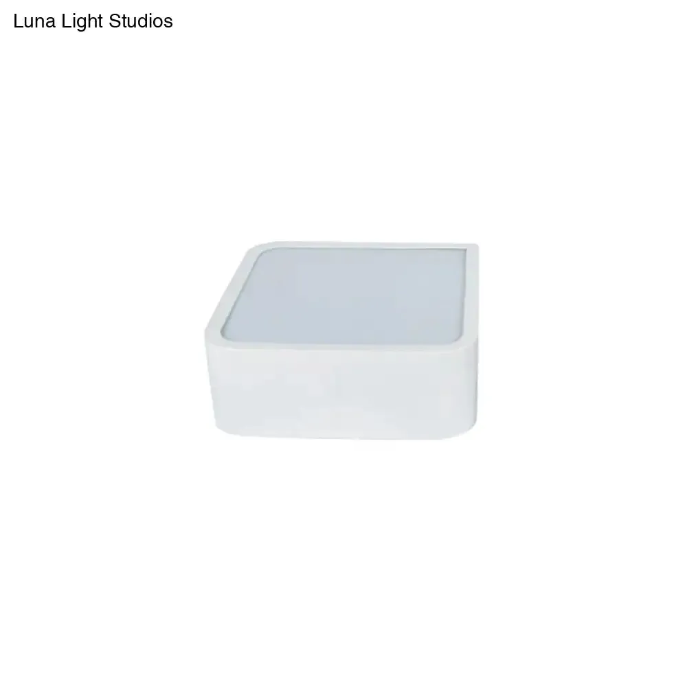 10"/14" Wide Metal Square Flush Mount LED Ceiling Light in White/Black with Modern Design and White/Warm Light