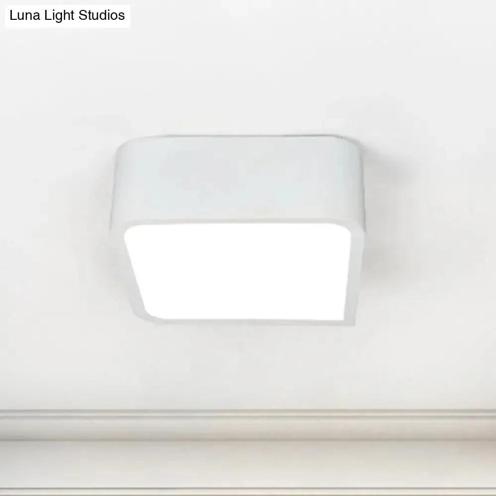 10"/14" Wide Metal Square Flush Mount LED Ceiling Light in White/Black with Modern Design and White/Warm Light