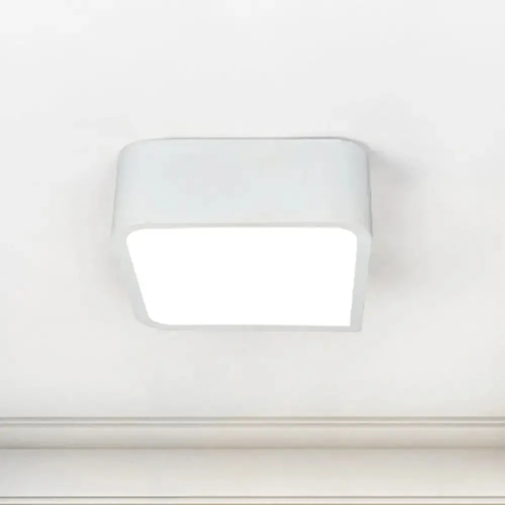 10"/14" Wide Metal Square Flush Mount LED Ceiling Light in White/Black with Modern Design and White/Warm Light