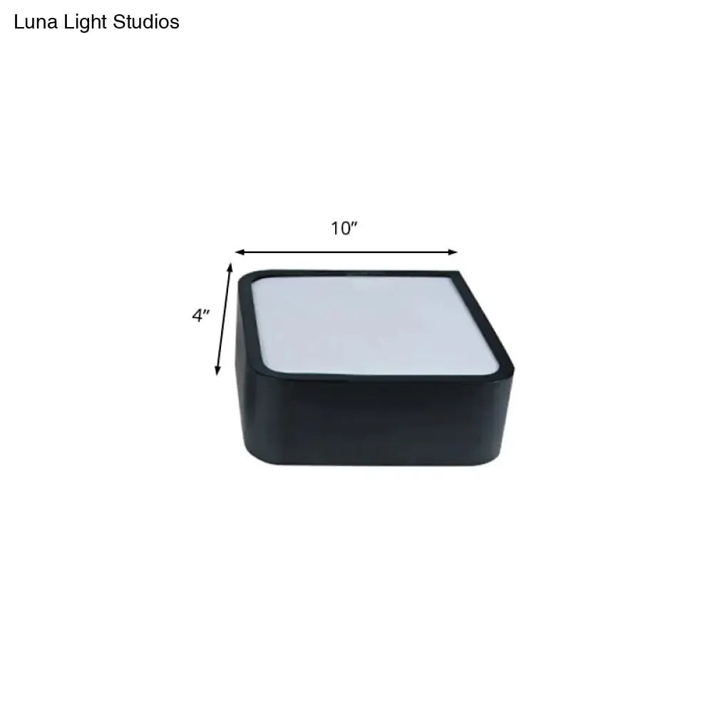 10"/14" Wide Metal Square Flush Mount LED Ceiling Light in White/Black with Modern Design and White/Warm Light