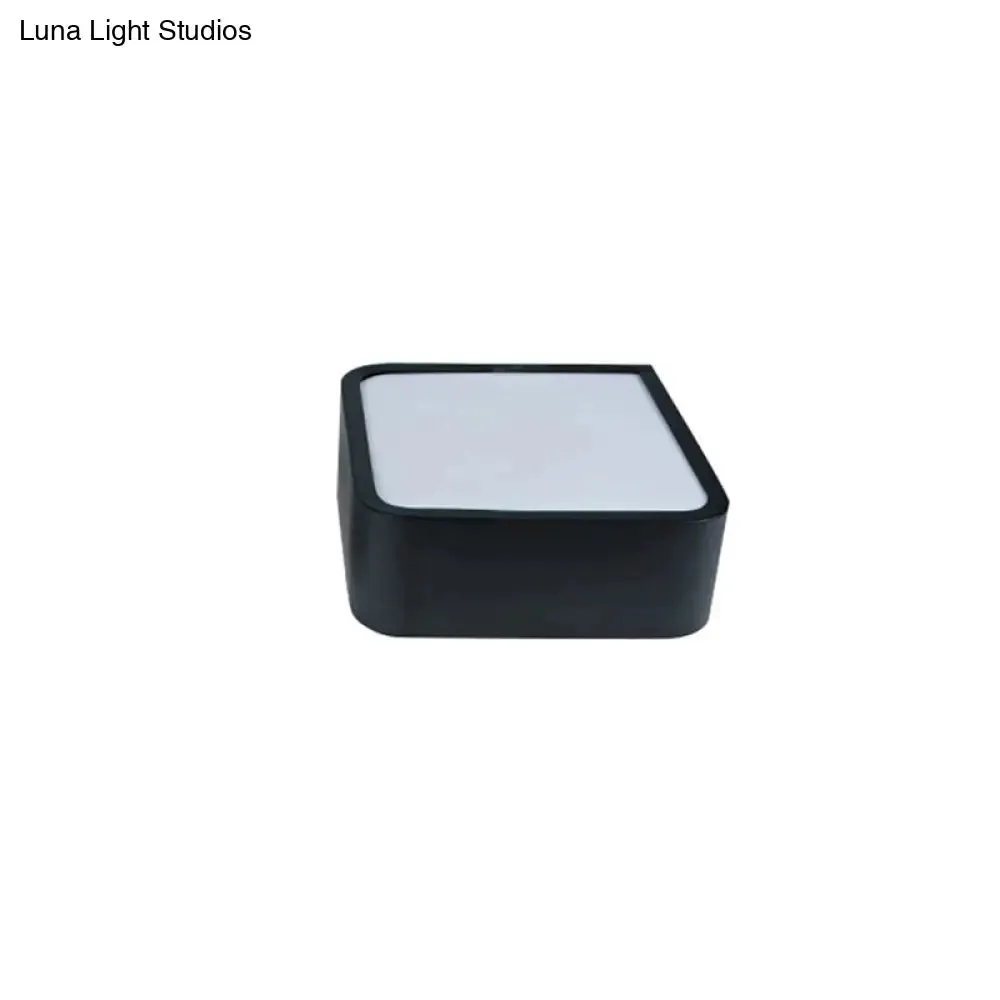 10"/14" Wide Metal Square Flush Mount LED Ceiling Light in White/Black with Modern Design and White/Warm Light