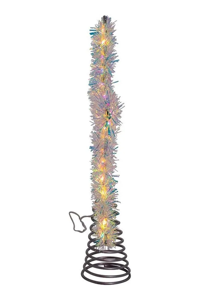 12" 55-Light Warm White LED Silver Tinsel Star Treetop