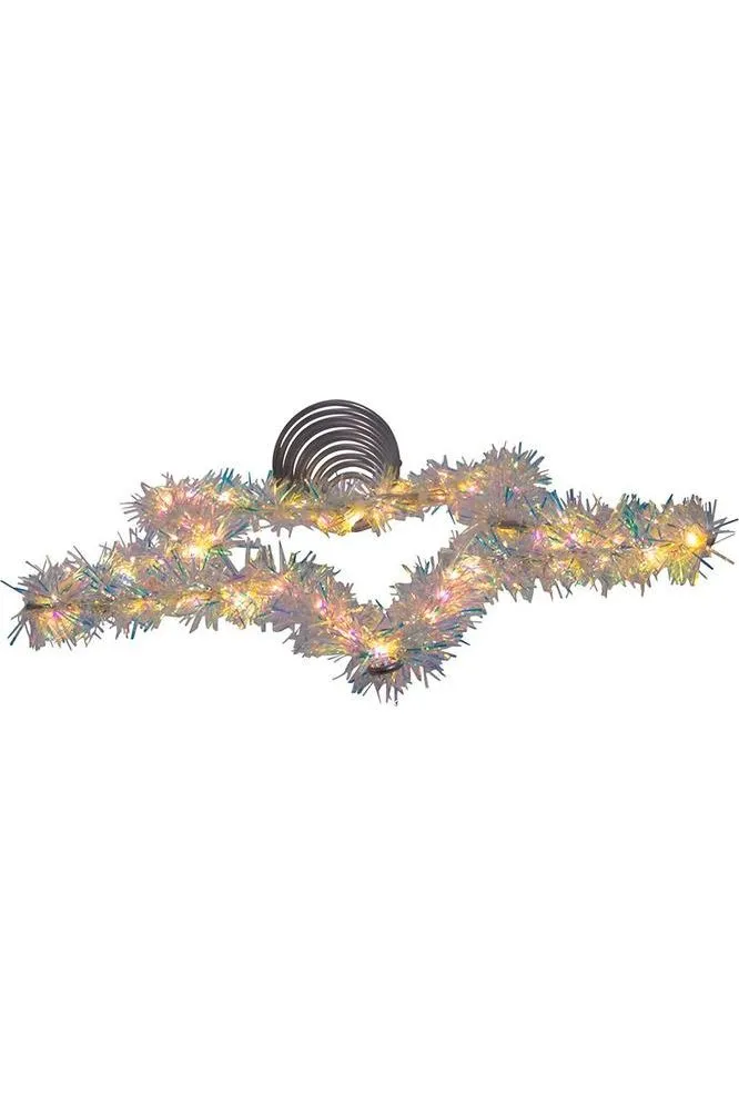 12" 55-Light Warm White LED Silver Tinsel Star Treetop
