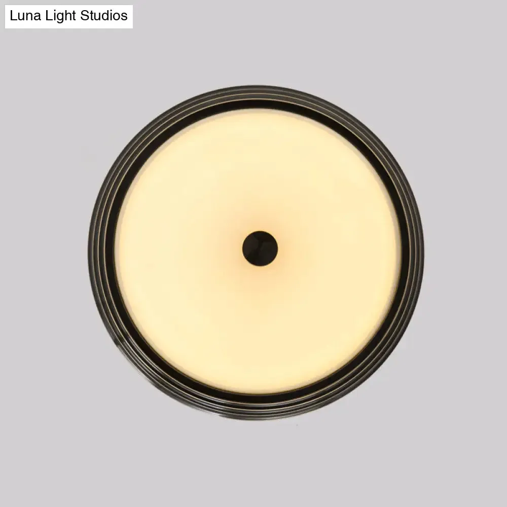 14"/15"/19" Wide Black Country Style Circular LED Flush Ceiling Lighting with Opal Glass - Flush Mount