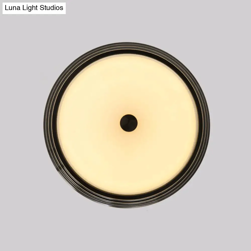 14"/15"/19" Wide Black Country Style Circular LED Flush Ceiling Lighting with Opal Glass - Flush Mount