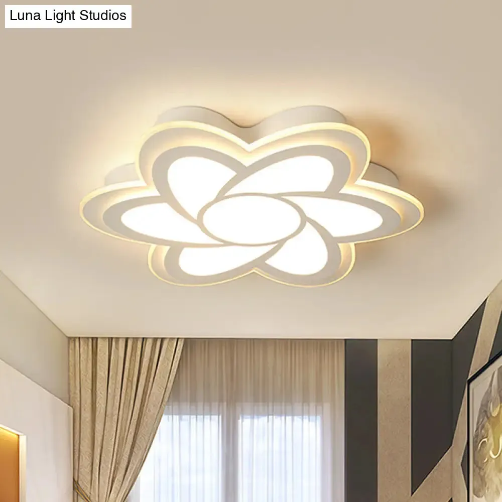 16.5"/20.5" Flower LED Ceiling Lamp - Modernist Acrylic White Flush Mount for Office Lighting