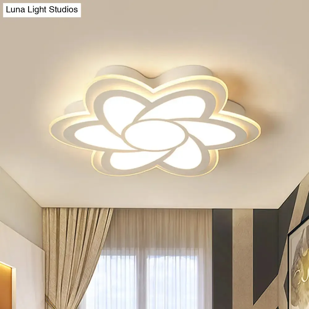 16.5"/20.5" Flower LED Ceiling Lamp - Modernist Acrylic White Flush Mount for Office Lighting