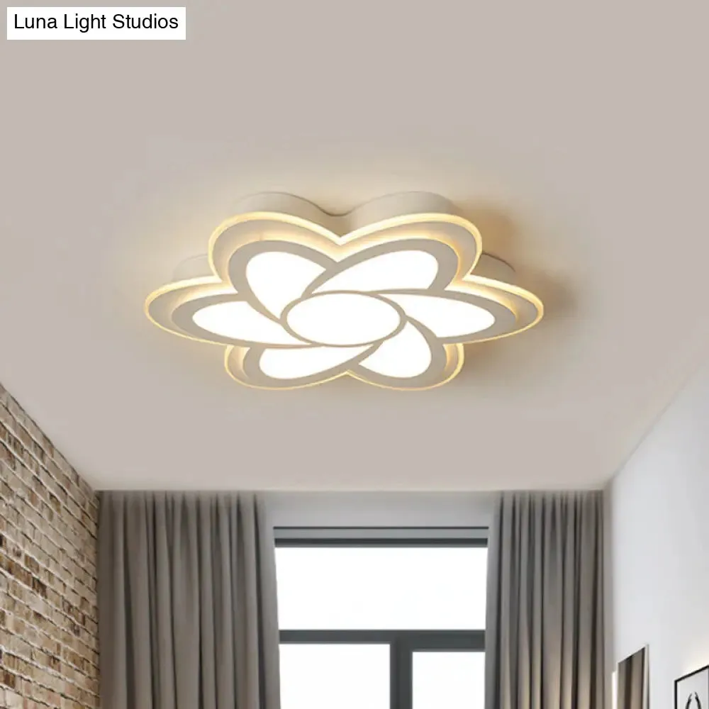 16.5"/20.5" Flower LED Ceiling Lamp - Modernist Acrylic White Flush Mount for Office Lighting