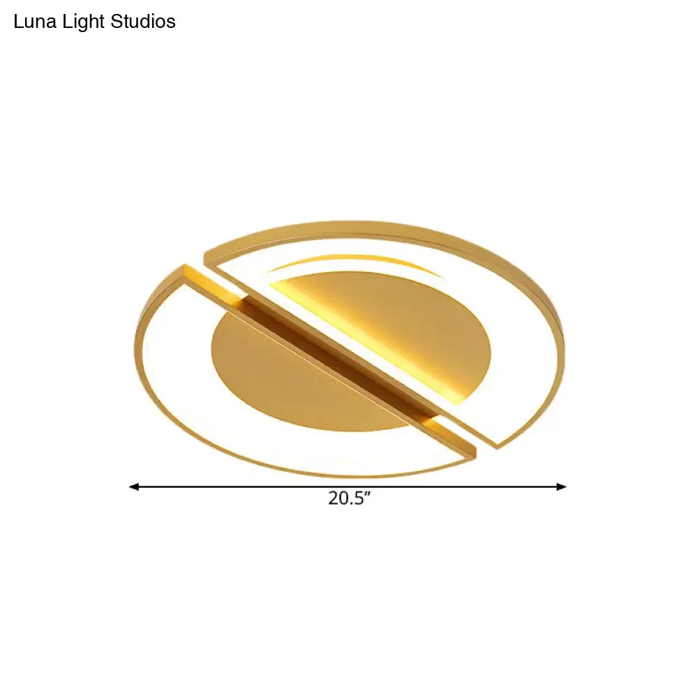 16.5"/20.5" LED Bedroom Flush Mount Lamp - Simple Gold Ceiling Light with Round Shade in Warm/White Light