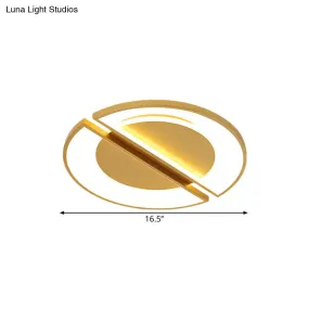 16.5"/20.5" LED Bedroom Flush Mount Lamp - Simple Gold Ceiling Light with Round Shade in Warm/White Light