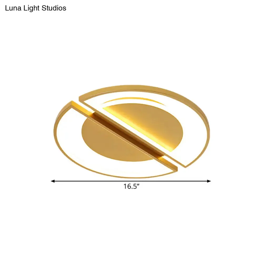 16.5"/20.5" LED Bedroom Flush Mount Lamp - Simple Gold Ceiling Light with Round Shade in Warm/White Light