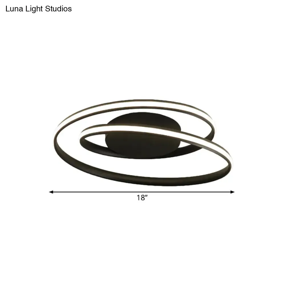 18"/23.5" W Modernist Metal Ceiling Flush LED Mount Lamp, Black with Warm/White Light