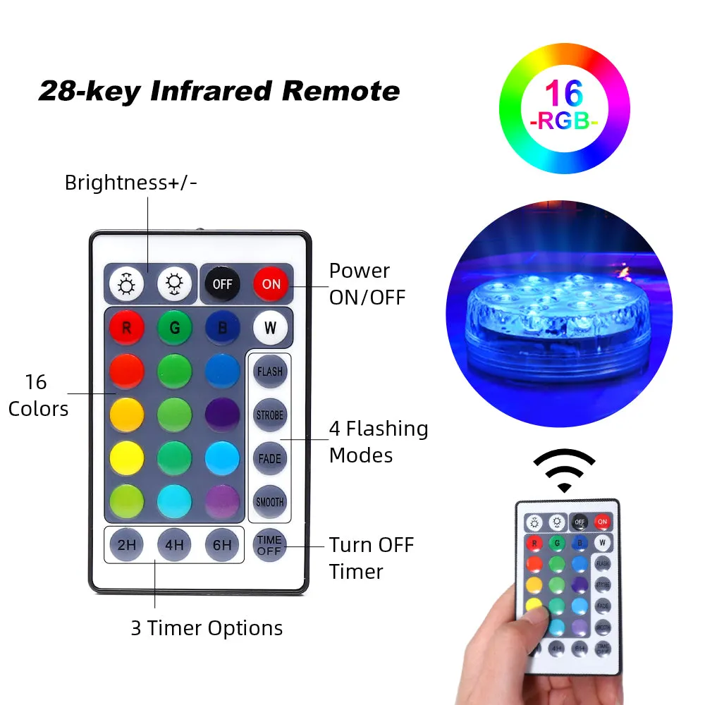 28 Key IR Remote Control Submersible LED Lights