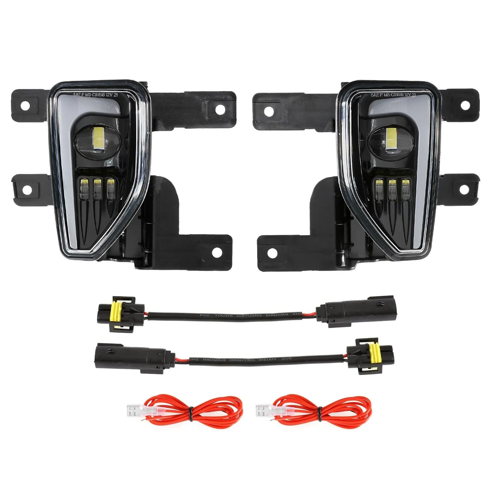 (2pcs/set) 45W DOT Approved LED Fog Lights with DRL for 2016-2018 Chevy Silverado 1500 (Black)