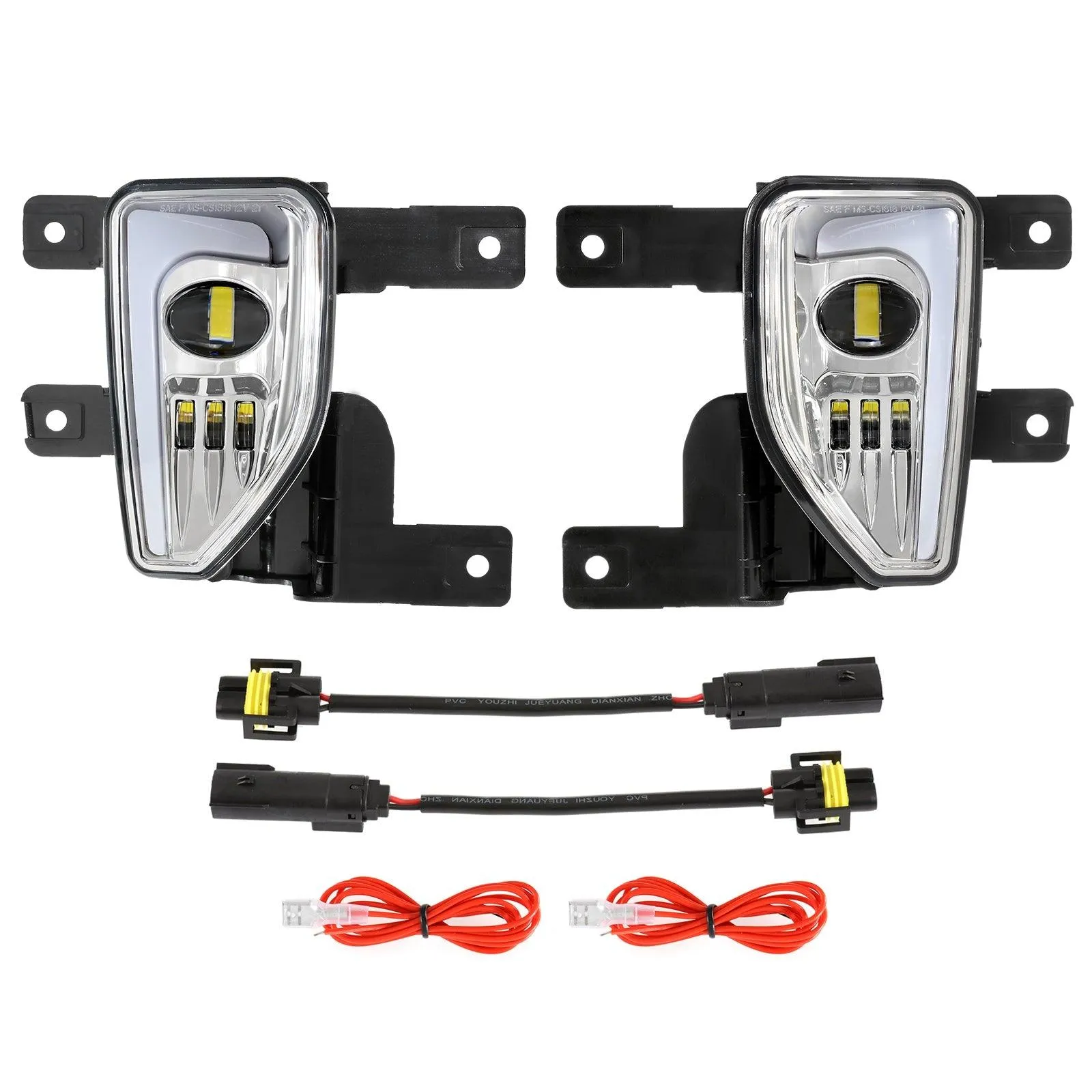 (2pcs/set) 45W DOT Approved LED Fog Lights with DRL for 2016-2018 Chevy Silverado 1500 (Chrome)
