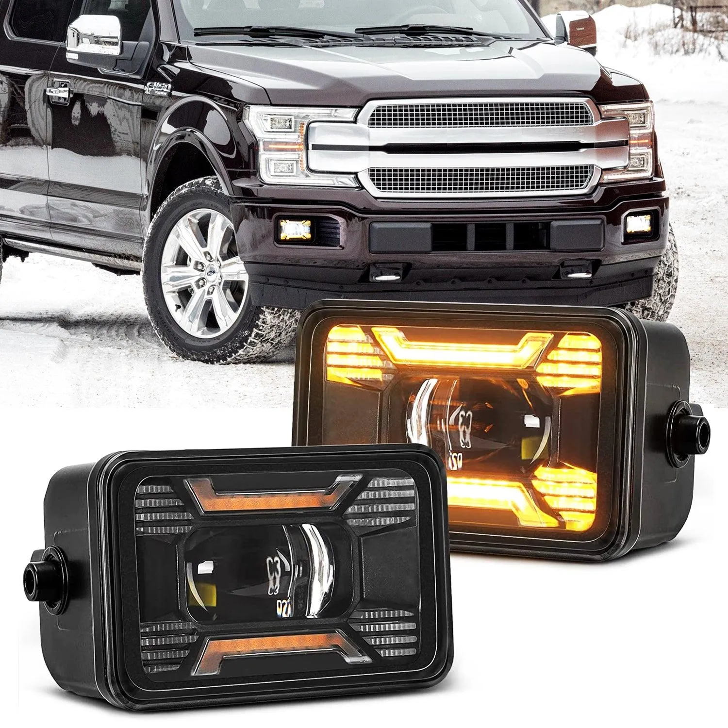 (2pcs/set) 60W LED Fog Lights with DRL/ Turn Signal for Ford F150 2015 2016 2017 2018 2019 2020