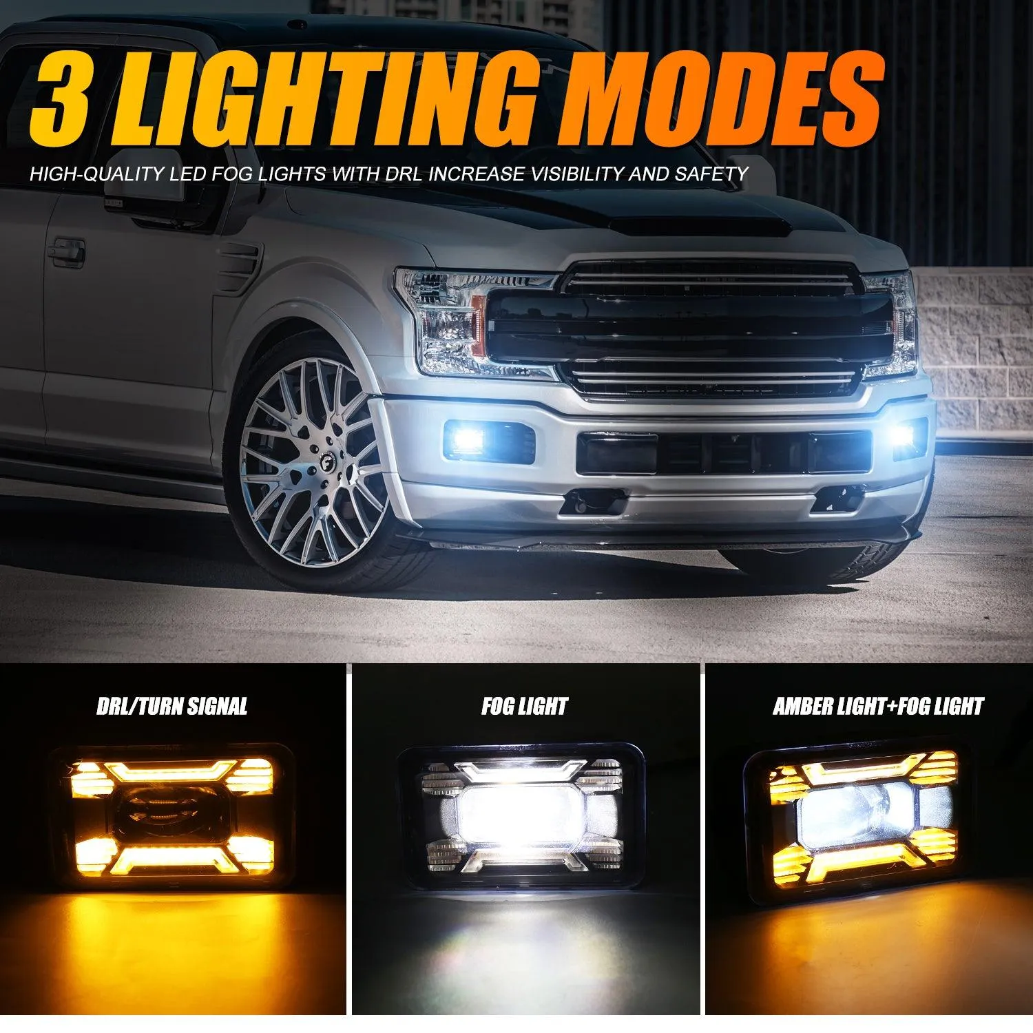 (2pcs/set) 60W LED Fog Lights with DRL/ Turn Signal for Ford F150 2015 2016 2017 2018 2019 2020