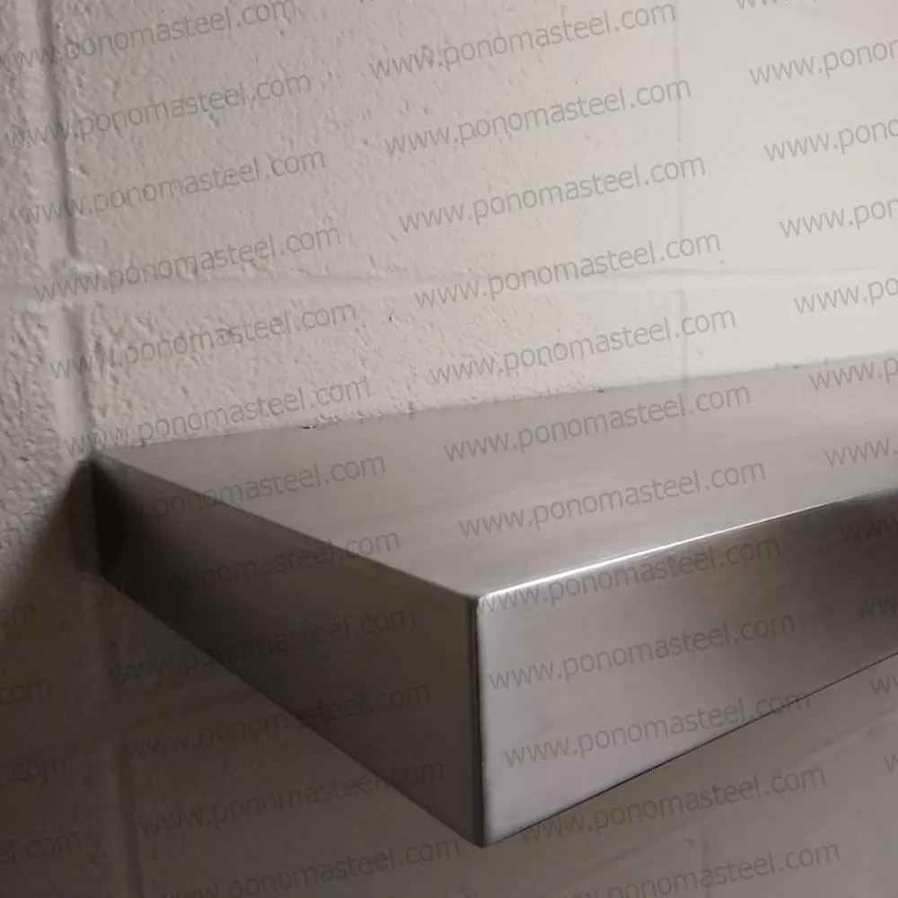 50"x10"x2.5" (cm.127x25.4x6.4) brushed stainless steel floating shelf