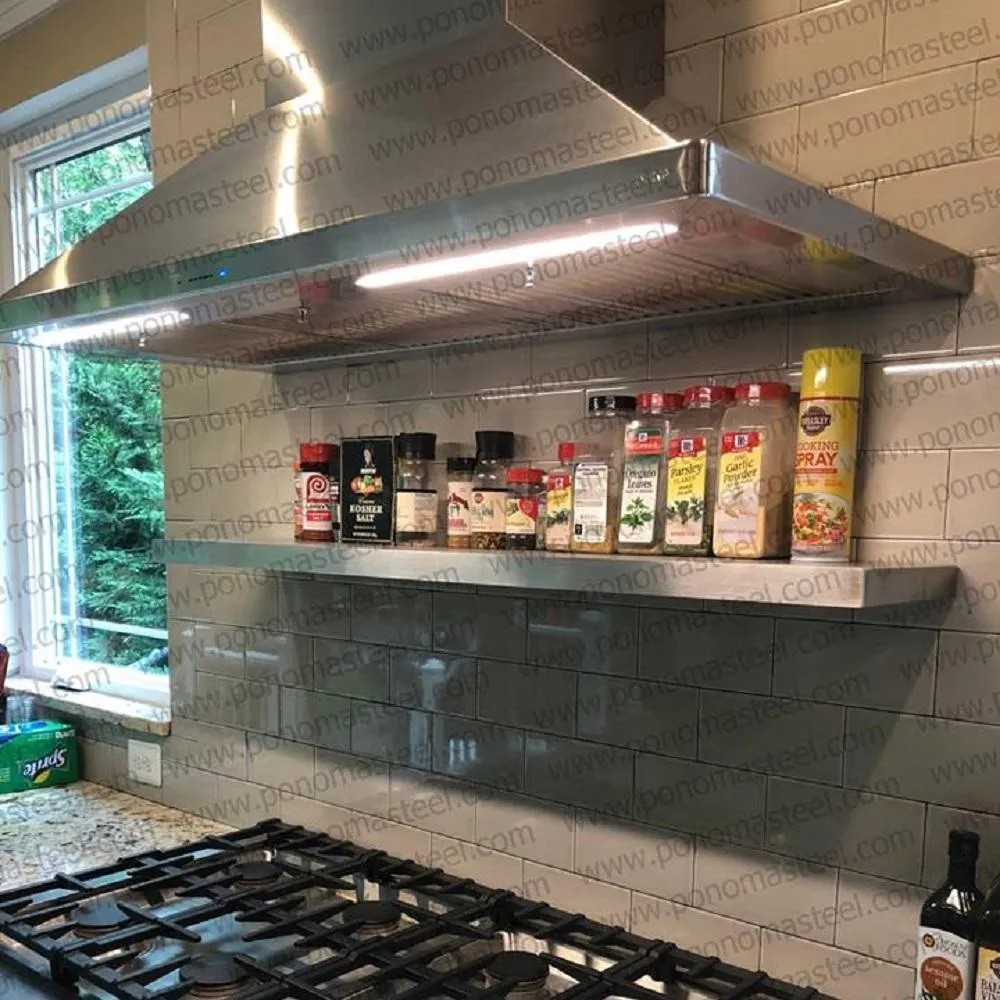 52"x6"x2.0" (cm.132x15x5.1) brushed stainless steel floating shelf