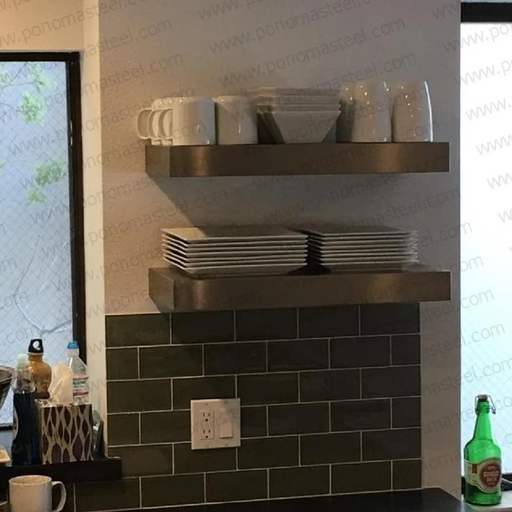 52"x6"x2.0" (cm.132x15x5.1) brushed stainless steel floating shelf