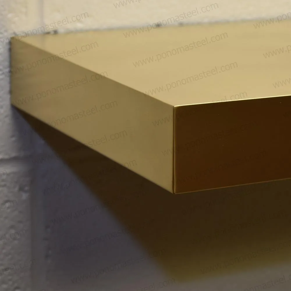 52"x8"x2.0" (cm.132x20x5.1) brushed stainless steel floating shelf