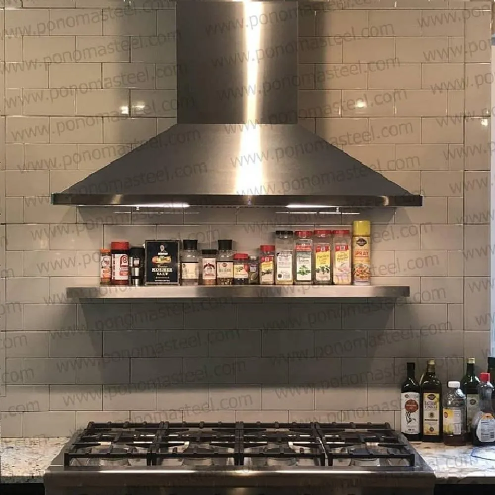 52"x8"x2.0" (cm.132x20x5.1) brushed stainless steel floating shelf