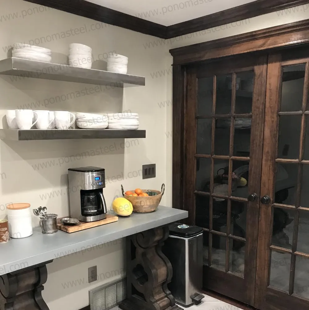52"x8"x2.0" (cm.132x20x5.1) brushed stainless steel floating shelf
