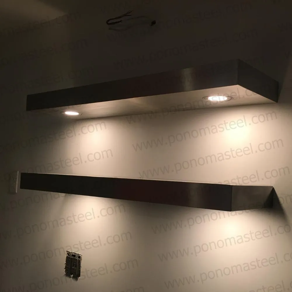 52"x8"x2.0" (cm.132x20x5.1) painted stainless steel floating shelf