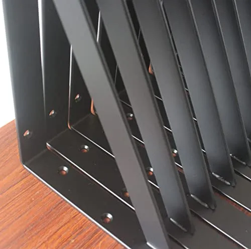 6 Pack L6" x H 4" Black Heavy Duty Shelf Brackets with Screws Metal Shelf Brackets Shelf Support Angle Brackets for Shelves L Brackets Heavy Duty Floating Shelf Brackets