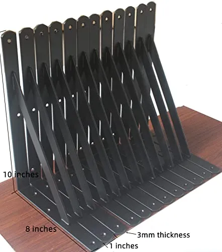 6 Pack L6" x H 4" Black Heavy Duty Shelf Brackets with Screws Metal Shelf Brackets Shelf Support Angle Brackets for Shelves L Brackets Heavy Duty Floating Shelf Brackets