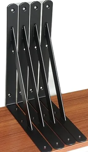 6 Pack L6" x H 4" Black Heavy Duty Shelf Brackets with Screws Metal Shelf Brackets Shelf Support Angle Brackets for Shelves L Brackets Heavy Duty Floating Shelf Brackets
