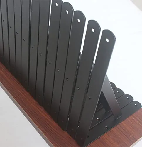 6 Pack L6" x H 4" Black Heavy Duty Shelf Brackets with Screws Metal Shelf Brackets Shelf Support Angle Brackets for Shelves L Brackets Heavy Duty Floating Shelf Brackets