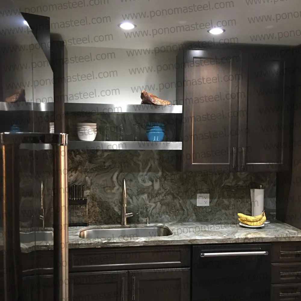 60"x8"x2.0" (cm.152x20x5.1) brushed stainless steel floating shelf