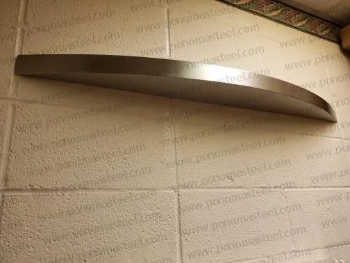 60"x8"x2.0" (cm.152x20x5.1) curved seamless stainless steel floating shelves Ponoma®