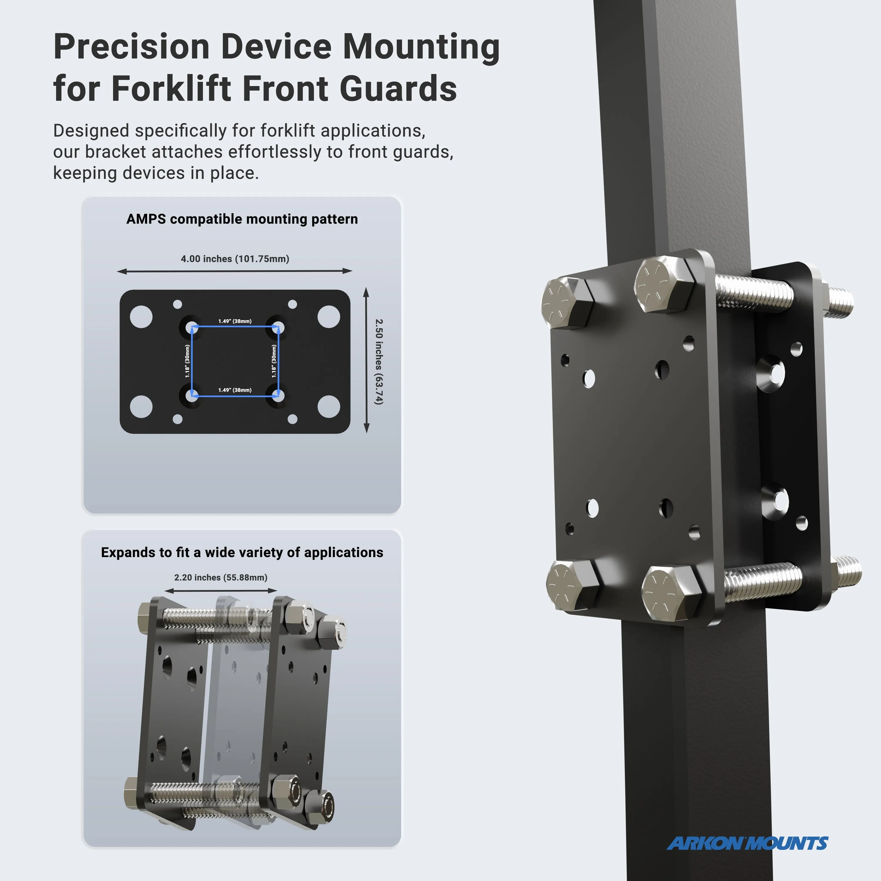 7.25 inch Metal Robust Forklift Front Guard VESA Mount