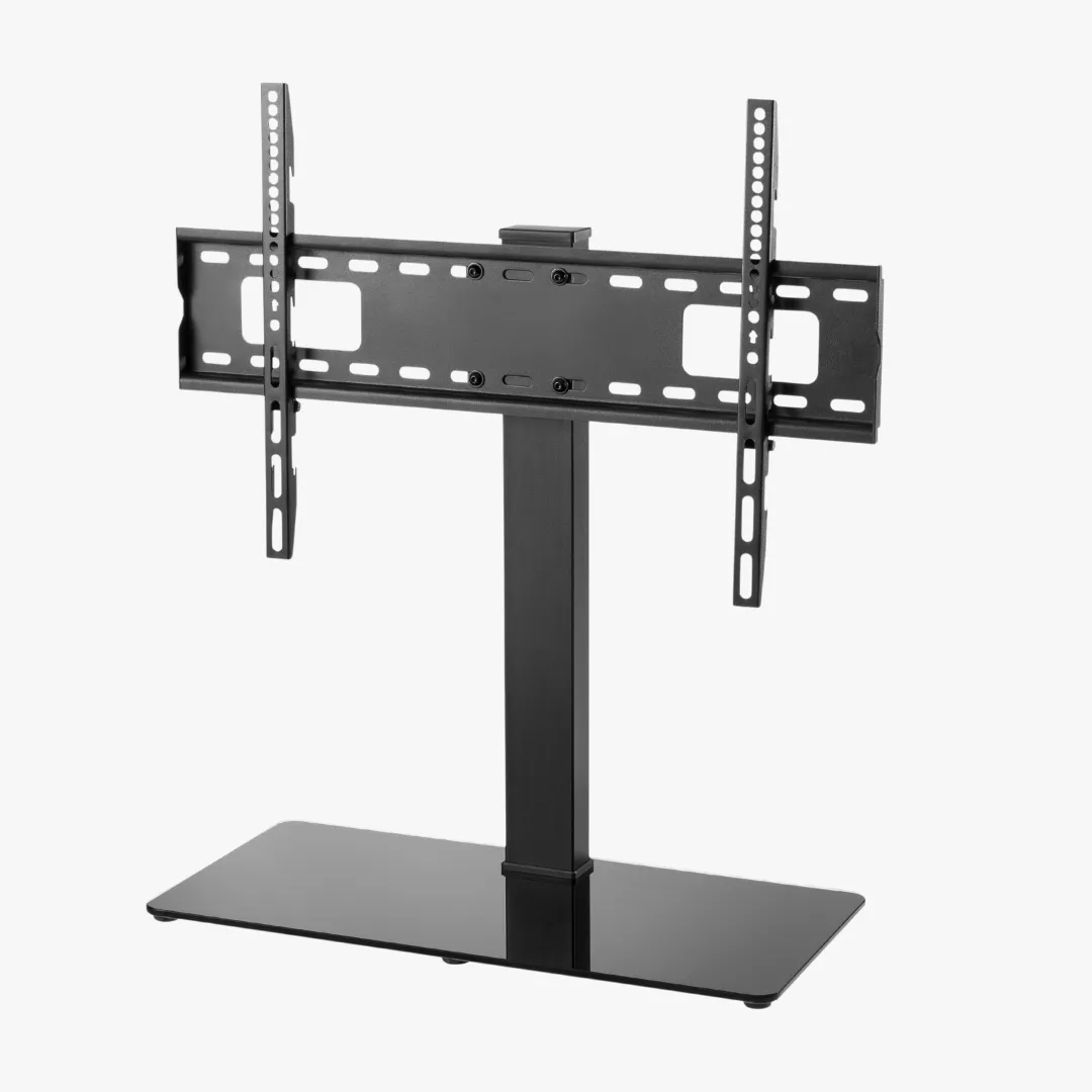 Alterzone Slim 7g Compact TV Stand with Glass Base for 37"-70" TVs, Black