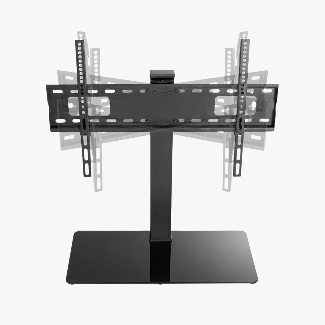Alterzone Slim 7g Compact TV Stand with Glass Base for 37"-70" TVs, Black