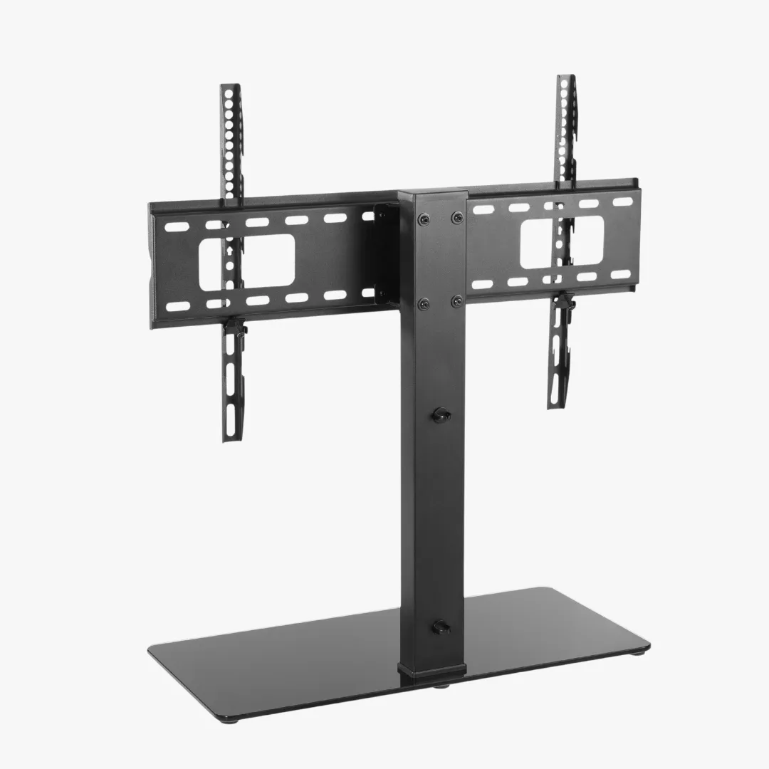 Alterzone Slim 7g Compact TV Stand with Glass Base for 37"-70" TVs, Black