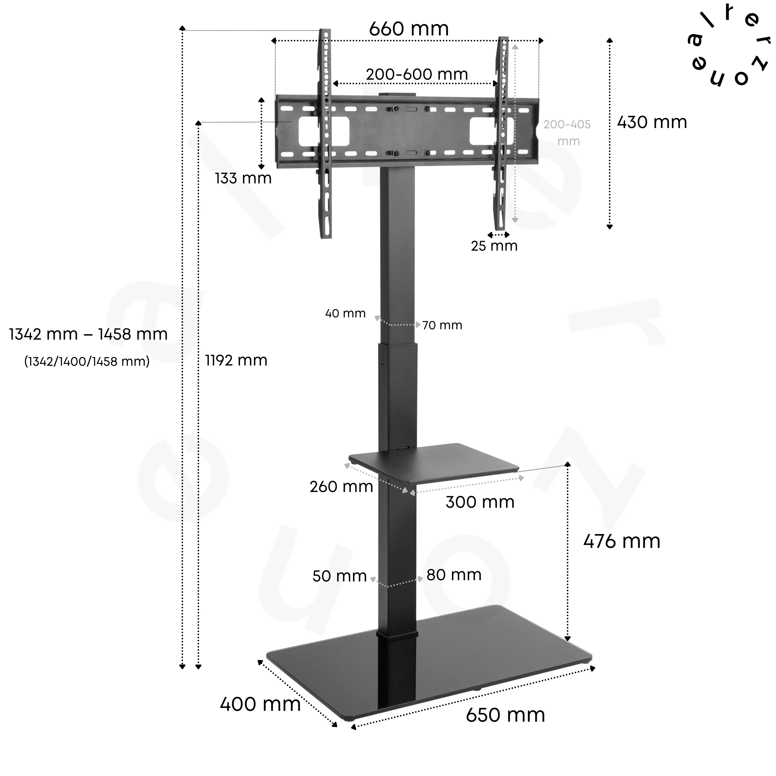 Alterzone Slim 7g TV Stand with Glass Base for 37"-70" TVs, Black
