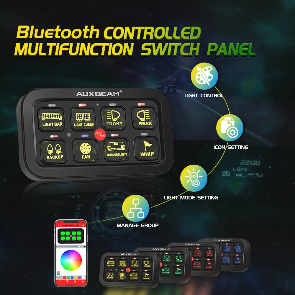 AR-800 RGB Switch Panel with APP 52 Inch 5D-PRO LED Light Bar, Toggle/ Momentary/ Pulsed Mode Supported