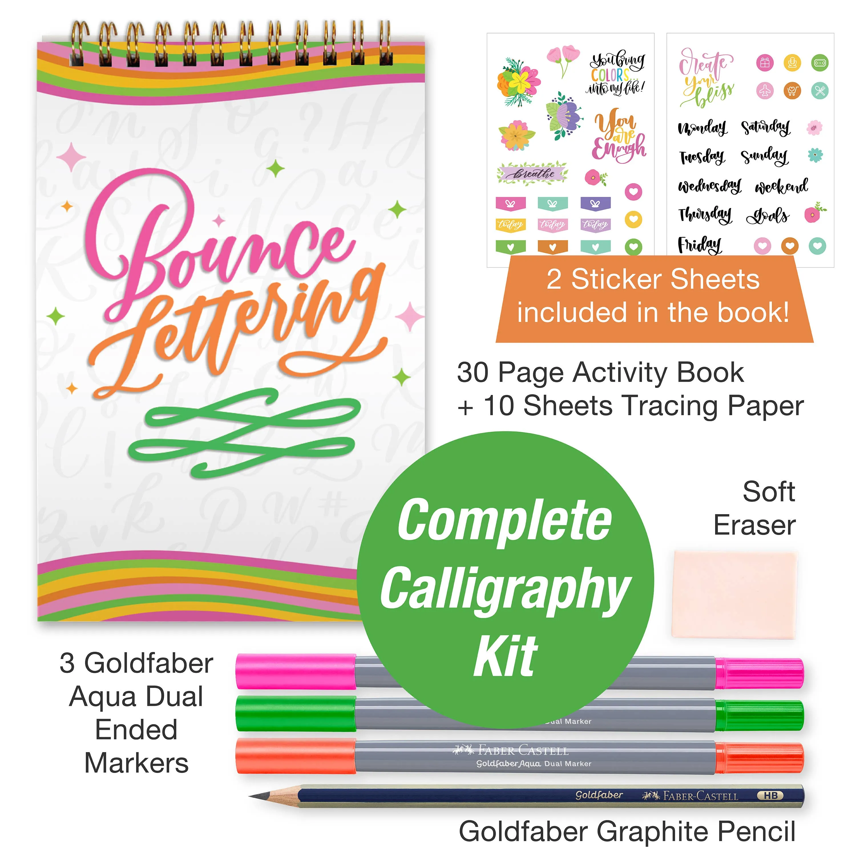 Bounce Lettering DIY Hand Lettering Kit for Hobby Artists