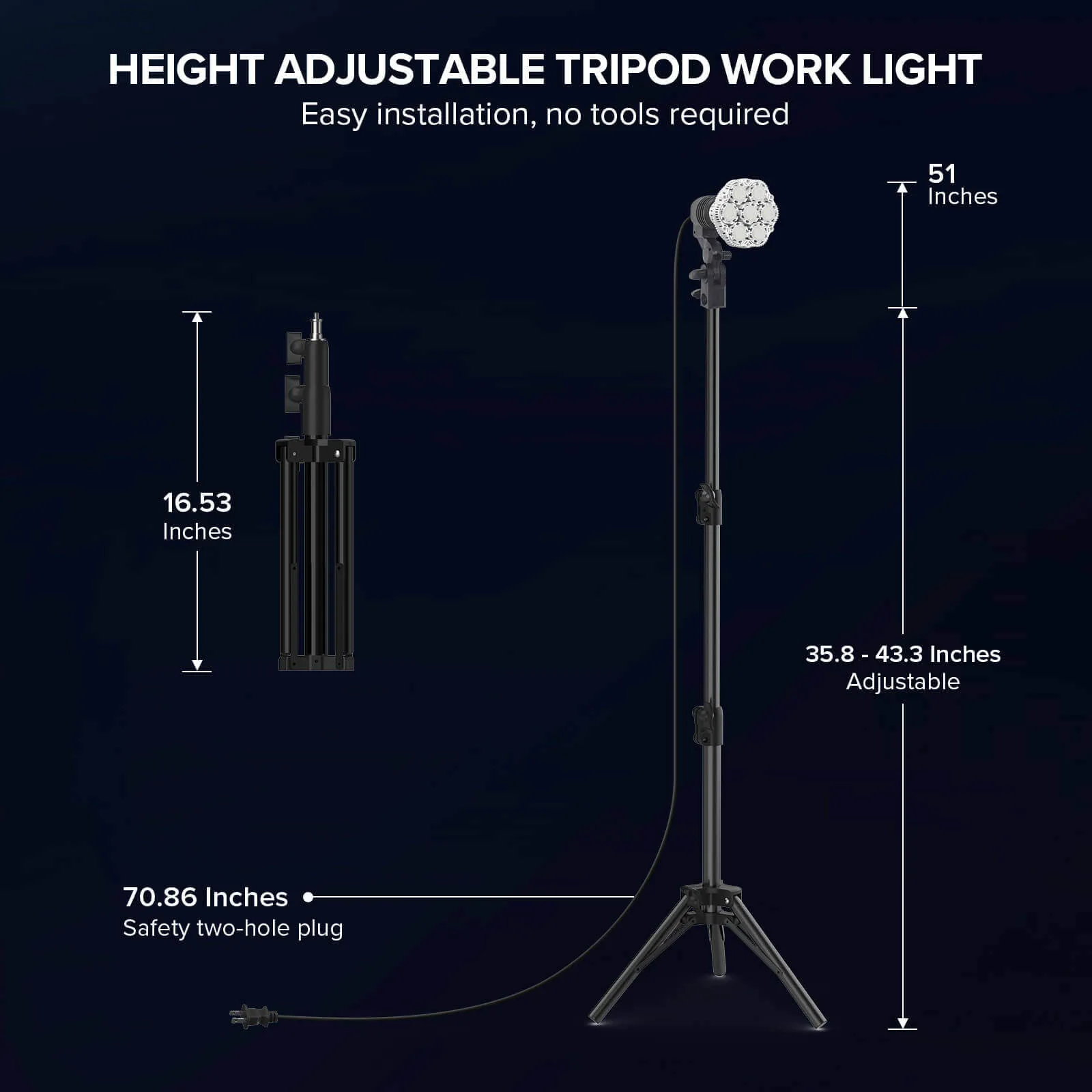 BR30 40W Led Work Light with Stand (US ONLY)