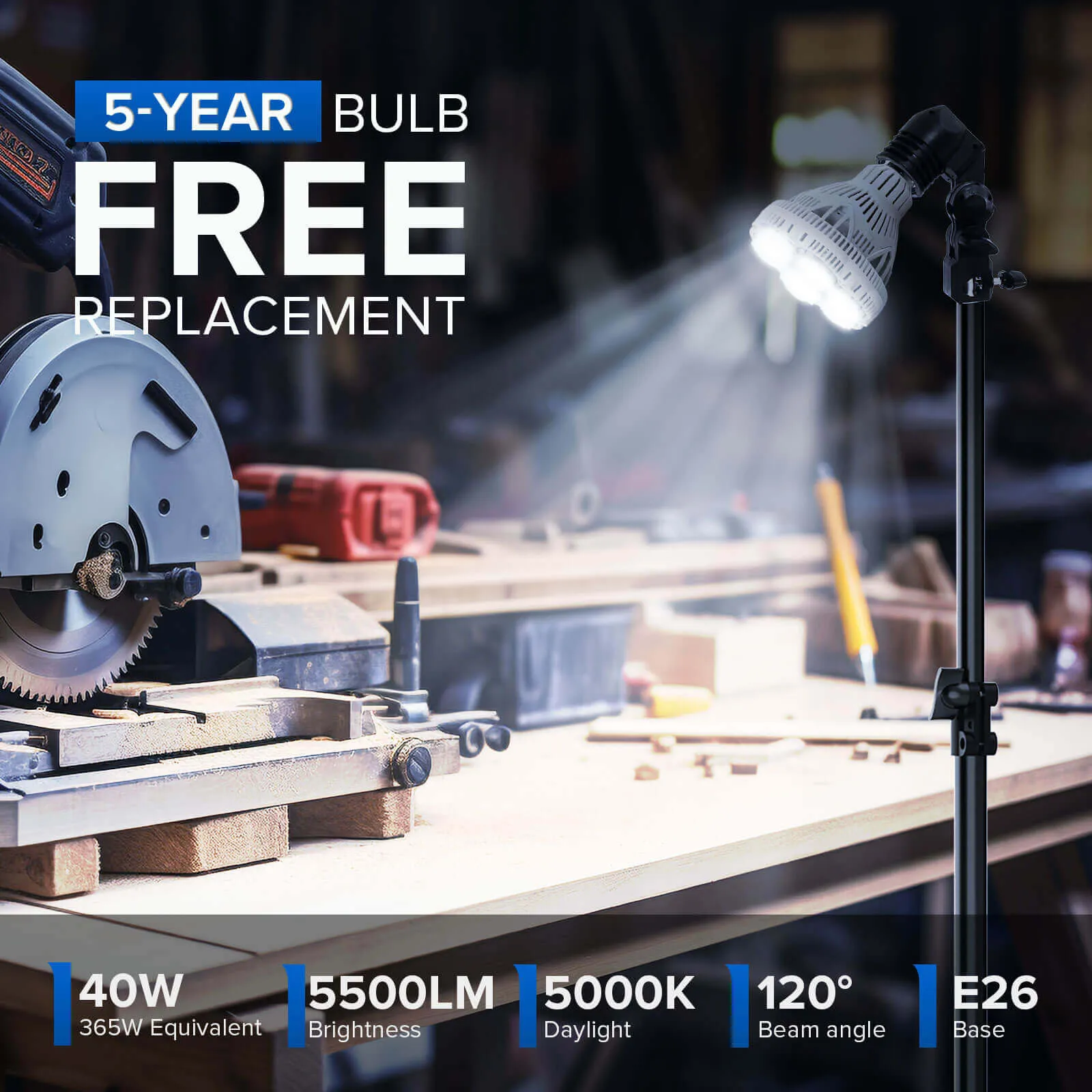 BR30 40W Led Work Light with Stand (US ONLY)