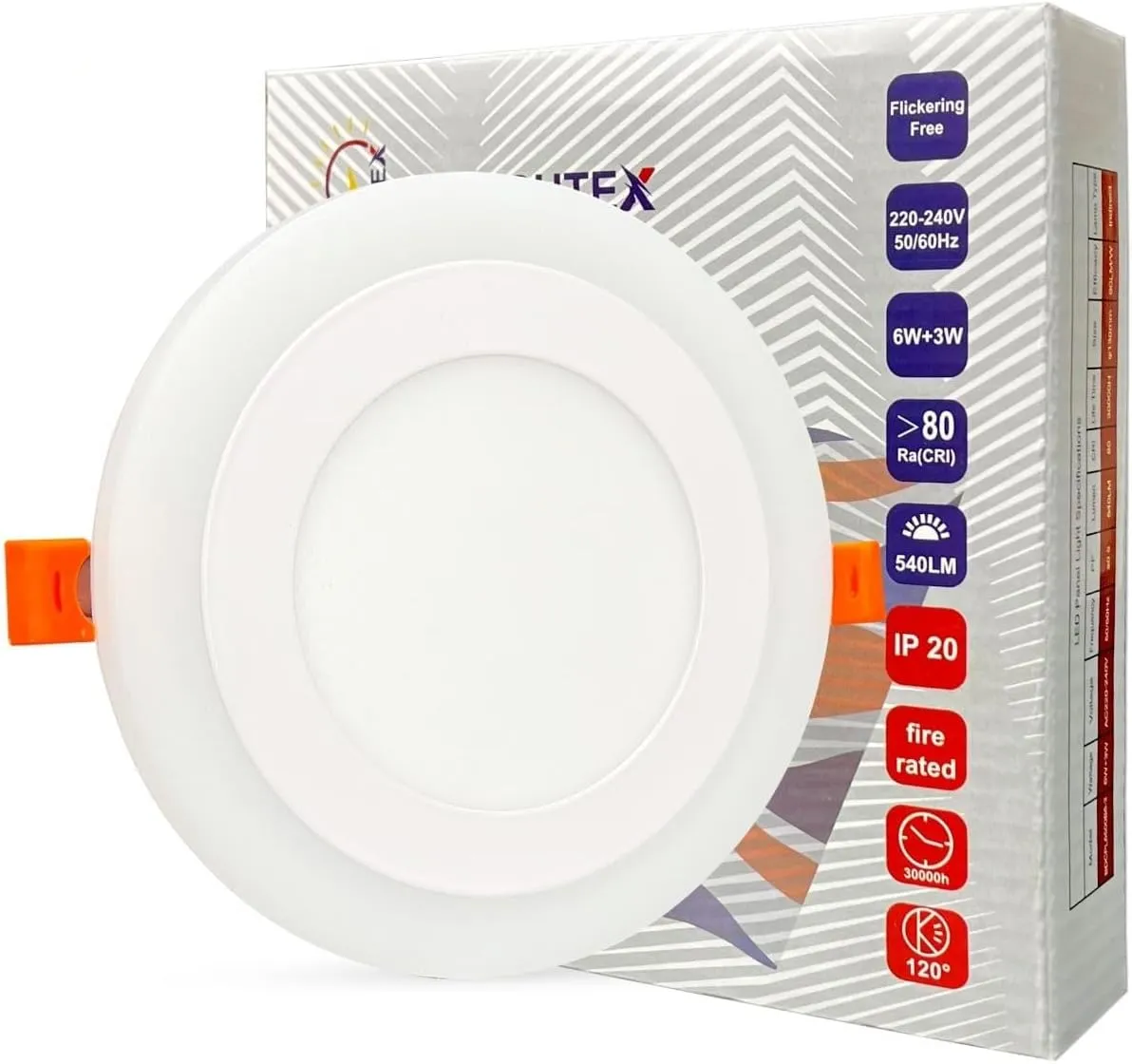 Brightex, Panel Lights White   Blue LED Ceiling Mounted Round Spotlight Downlight