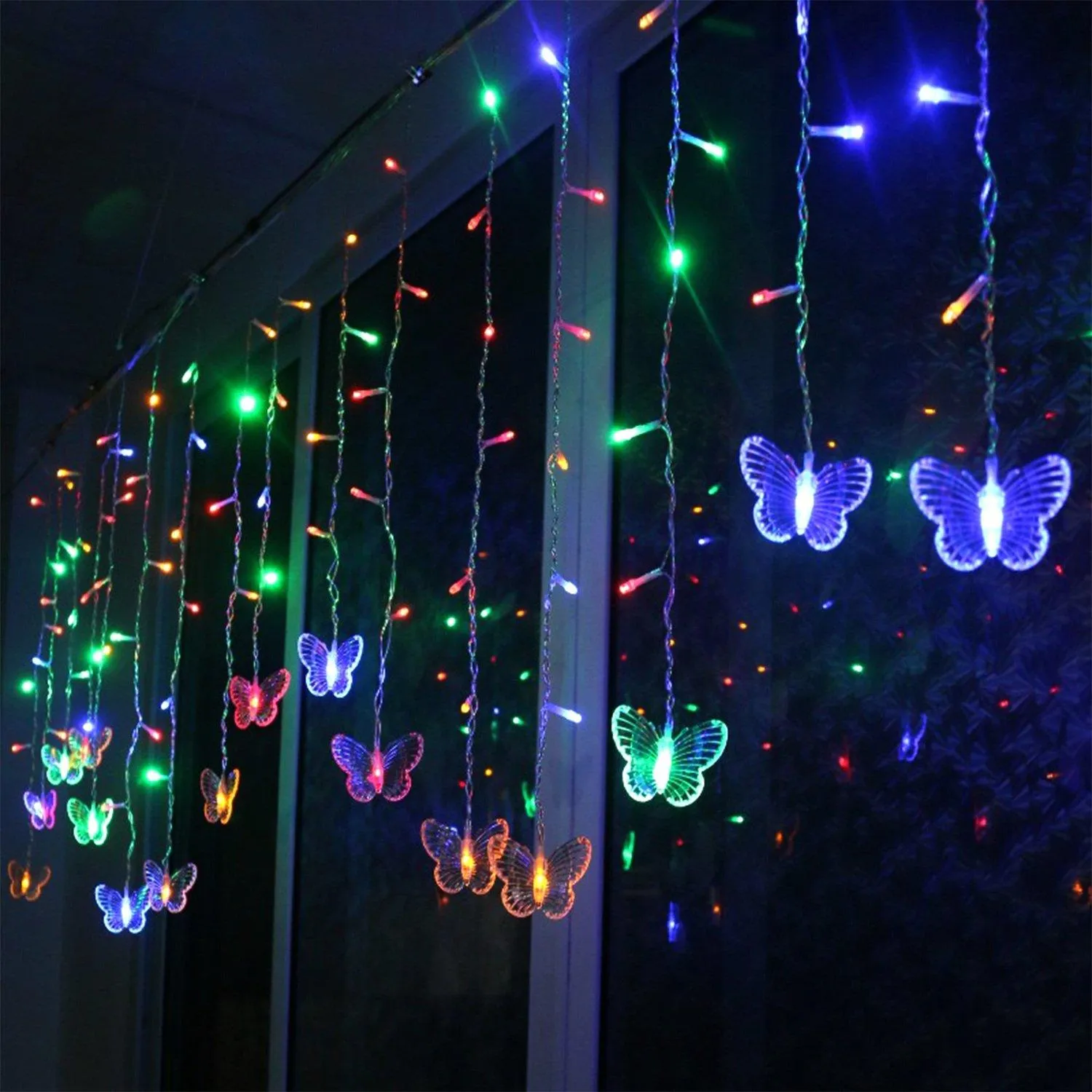 Butterfly Curtain String Lights USB Powered with 8 Modes 96 LED Remote Control
